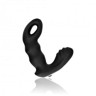 BEADED VIBRATING PROSTATE MASSAGER WITH REMOTE CONTROL - BLACK