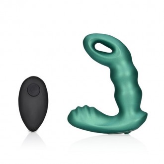 BEADED VIBRATING PROSTATE MASSAGER WITH REMOTE CONTROL - METALLIC GREEN