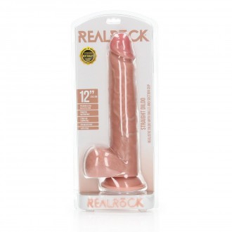 STRAIGHT REALISTIC DILDO WITH BALLS AND SUCTION CUP - 12 / 30,5 CM