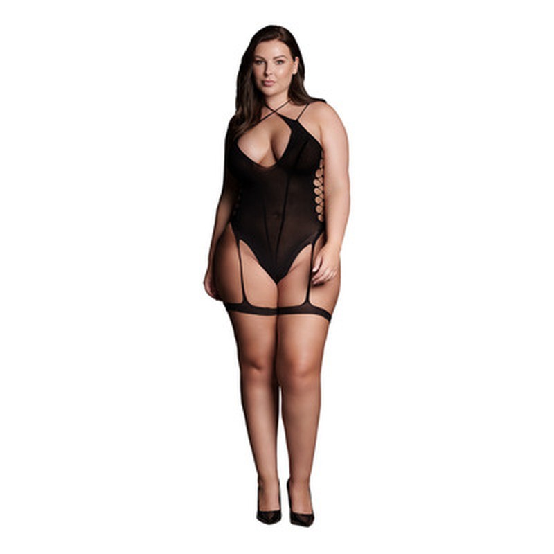 METIS XVI - BODY WITH GARTERS AND CROSSED NECKLINE - PLUS SIZE