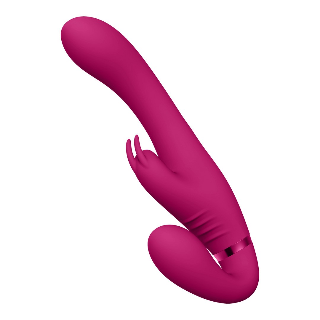 SUKI - VIBRATING STRAPLESS STRAP-ON RABBIT - PINK