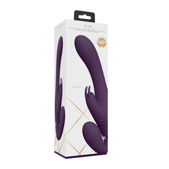 SUKI - VIBRATING STRAPLESS STRAP-ON RABBIT - PURPLE