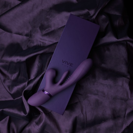 KURA - THRUSTING G-SPOT VIBRATOR WITH FLAPPING TONGUE AND PULSE WAVE STIMULATOR - PURPLE