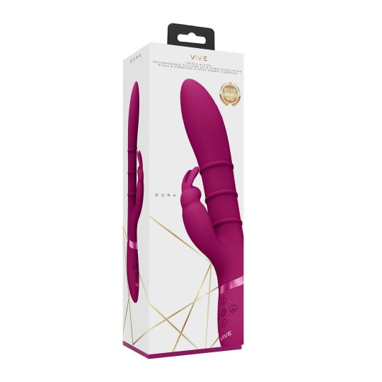 SORA - UP  DOWN STIMULATING RINGS, VIBRATING G-SPOT RABBIT - PINK