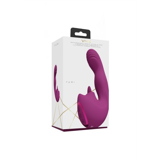 YUMI - TRIPLE MOTOR G-SPOT FINGER MOTION VIBRATOR AND FLICKERING TONGUE STIMULATOR - PINK