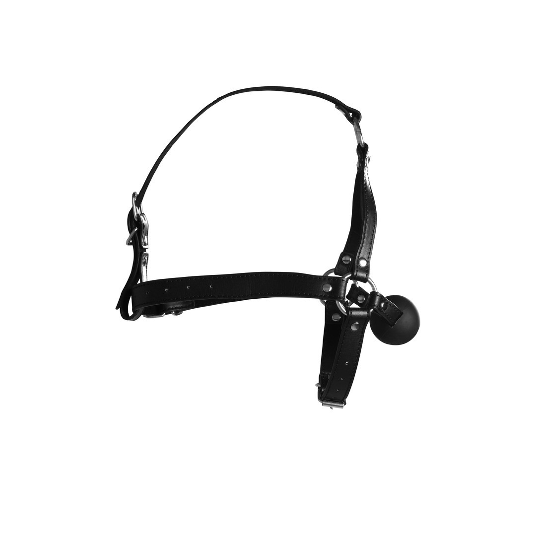 HEAD HARNESS WITH SOLID BALL GAG - BLACK