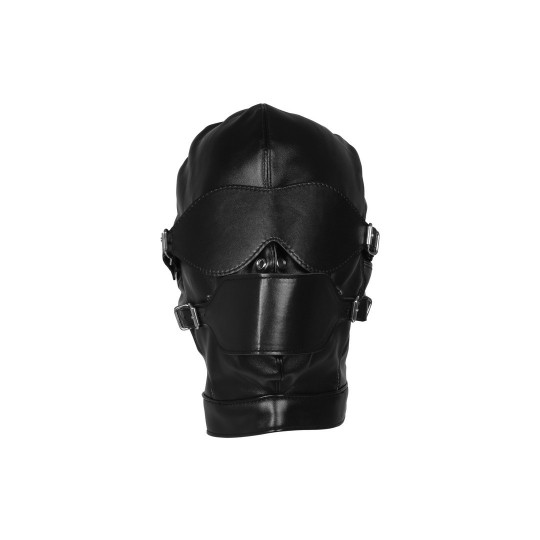 BLINDFOLDED MASK WITH BREATHABLE BALL GAG - BLACK