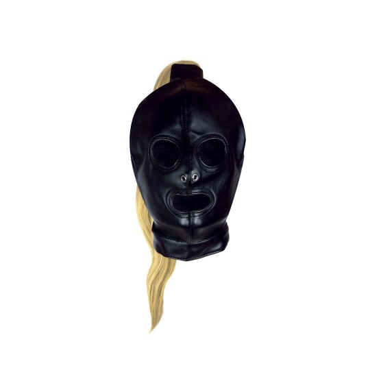 MASK WITH BLONDE PONYTAIL - BLACK