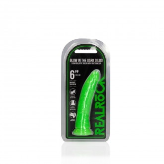 SLIM REALISTIC DILDO WITH SUCTION CUP - GLOW IN THE DARK - 6' / 15,5 CM