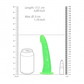 SLIM REALISTIC DILDO WITH SUCTION CUP - GLOW IN THE DARK - 6'' / 15,5 CM