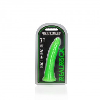 SLIM REALISTIC DILDO WITH SUCTION CUP - GLOW IN THE DARK - 7'' / 18 CM