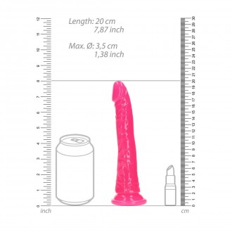 SLIM REALISTIC DILDO WITH SUCTION CUP - GLOW IN THE DARK - 7' / 18 CM