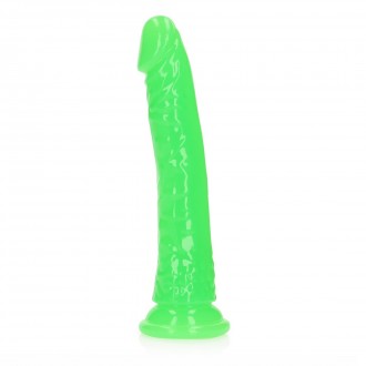 SLIM REALISTIC DILDO WITH SUCTION CUP - GLOW IN THE DARK - 8' / 20 CM