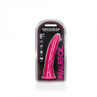 SLIM REALISTIC DILDO WITH SUCTION CUP - GLOW IN THE DARK - 8'' / 20 CM