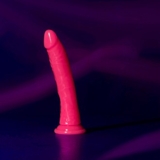 SLIM REALISTIC DILDO WITH SUCTION CUP - GLOW IN THE DARK - 8' / 20 CM