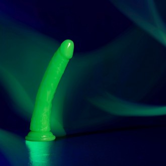 SLIM REALISTIC DILDO WITH SUCTION CUP - GLOW IN THE DARK - 9'' / 22,5 CM