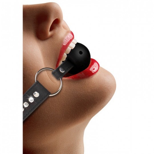 BREATHABLE BALL GAG WITH WITH DIAMOND STUDDED STRAPS