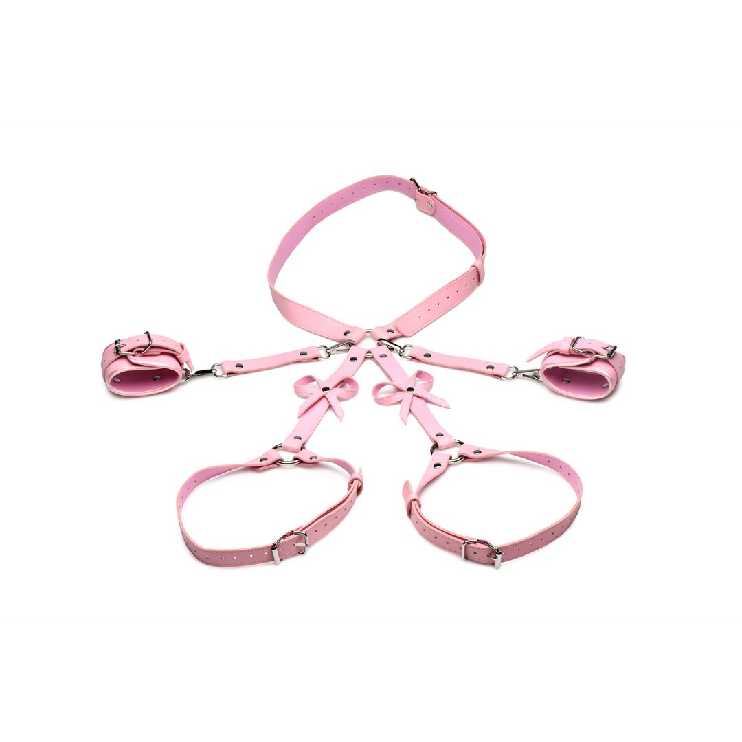 BONDAGE HARNESS WITH BOWS - XL/2XL - PINK