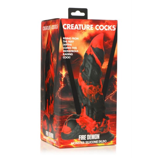 FIRE DEMON - MONSTER SILICONE DILDO - RED/BLACK