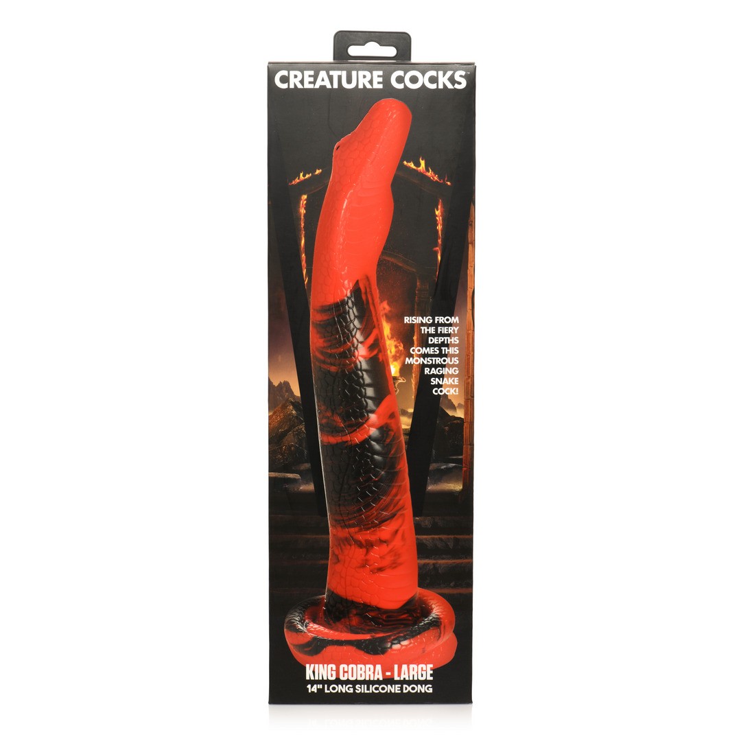 KING COBRA - SILICONE DILDO - 14 / 36 CM - RED/BLACK