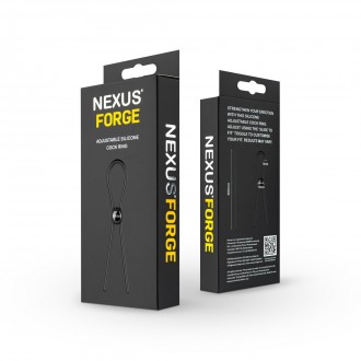 FORGE - SINGLE ADJUSTABLE LASSO SILICONE COCK RING - BLACK