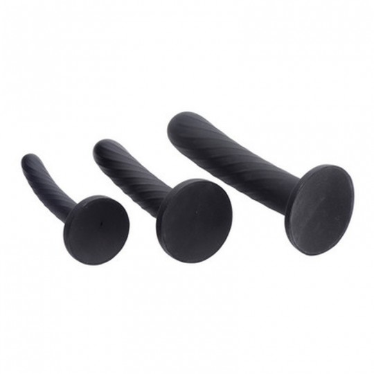 STRAP-ON SILICONE 3 PIECE SET - BLACK