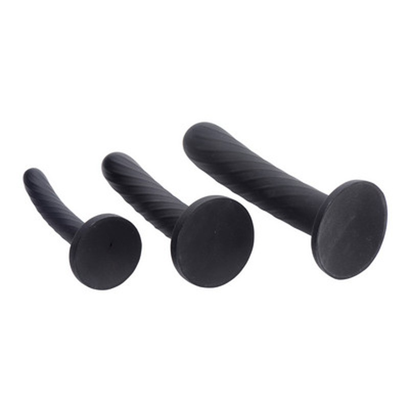 STRAP-ON SILICONE 3 PIECE SET - BLACK