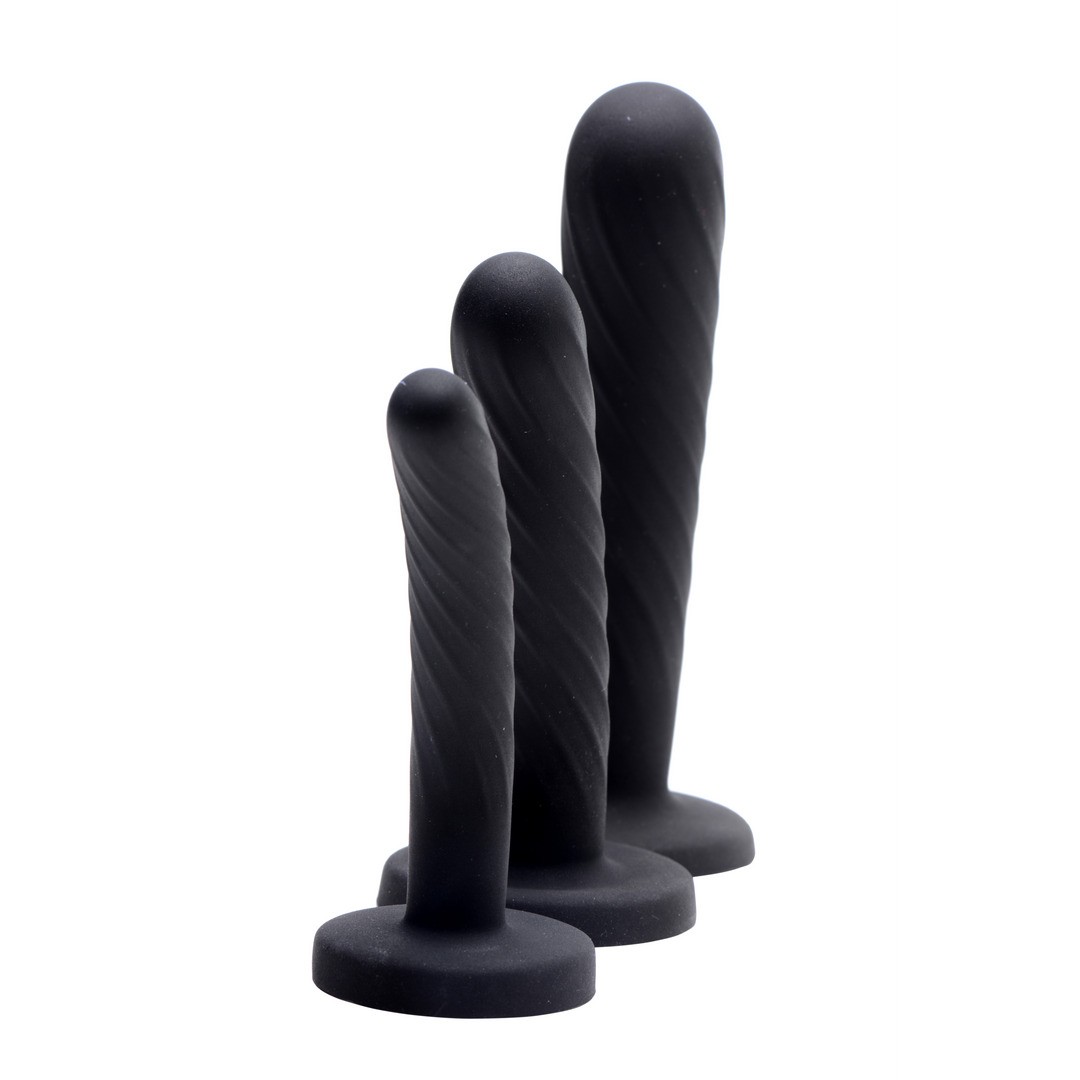 STRAP-ON SILICONE 3 PIECE SET - BLACK