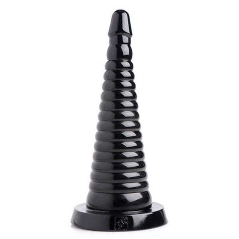 GIANT RIBBED ANAL CONE - BLACK