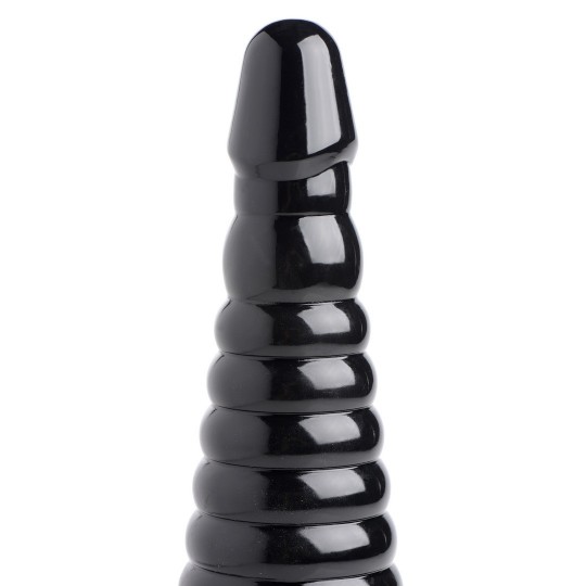 GIANT RIBBED ANAL CONE - BLACK