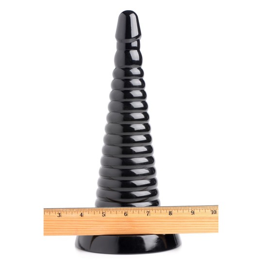 GIANT RIBBED ANAL CONE - BLACK