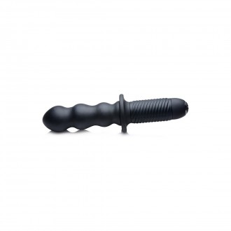 THE GROOVE - SILICONE VIBRATOR WITH HANDLE - BLACK