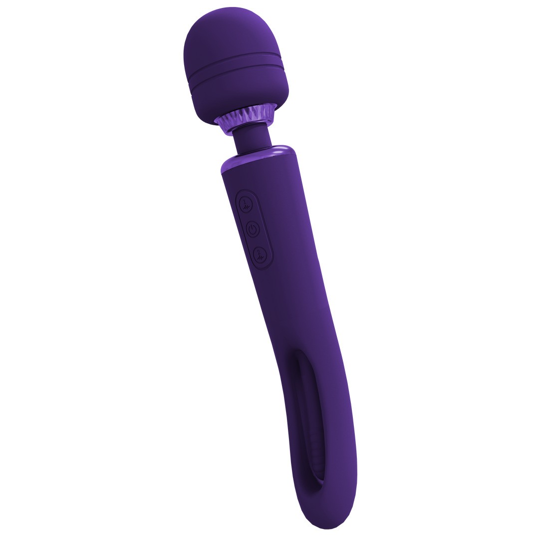 KIKU - DOUBLE ENDED WAND WITH INNOVATIVE G-SPOT FLAPPING STIMULATOR - PURPLE