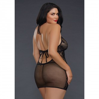 FISHNET AND LACE CHEMISE - PLUS SIZE