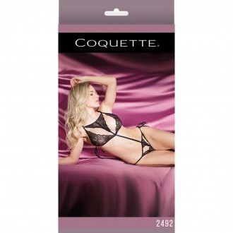 CROTCHLESS TEDDY WITH SIDE TIE AND CUTOUTS - ONE SIZE