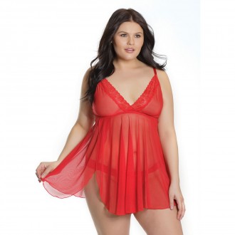 TRIM BABYDOLL AND THONG - ONE SIZE