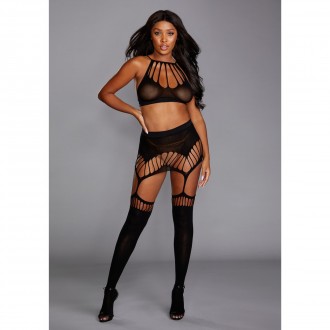 SEAMLESS BRALETTE AND GARTER SKIRT SET - ONE SIZE