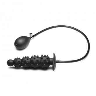 ASS PUFFER - NUBBED INFLATABLE SILICONE ANAL PLUG - BLACK