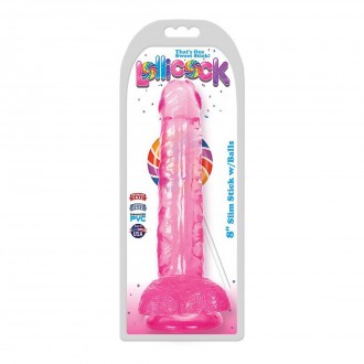 SLIM STICK CHERRY ICE - DILDO WITH BALLS - 8 / 20,5 CM