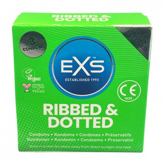 EXS RIBBED DOTTED AND FLARED - CONDOMS - 3 PIECES