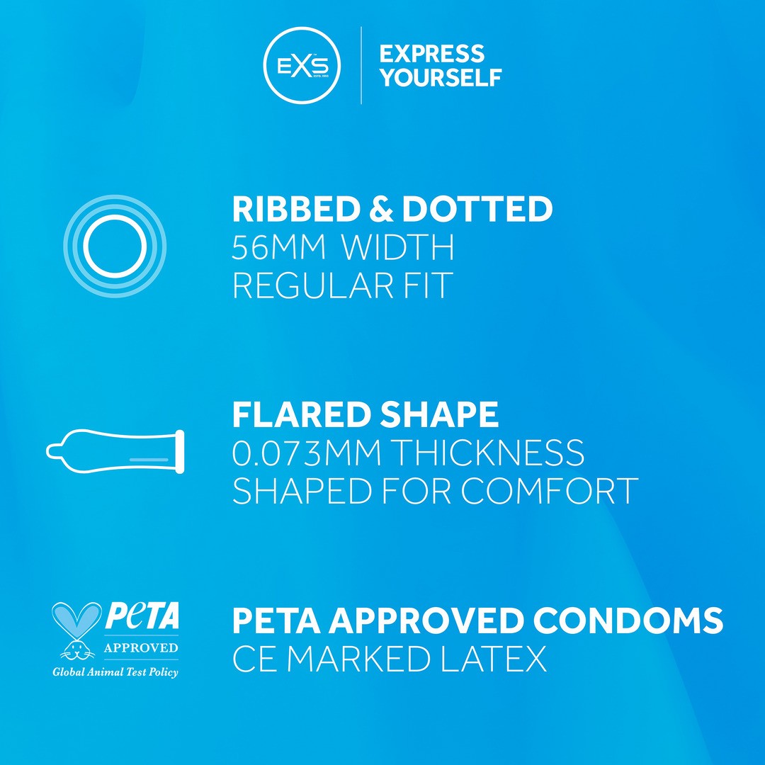 EXS RIBBED DOTTED AND FLARED - CONDOMS - 3 PIECES