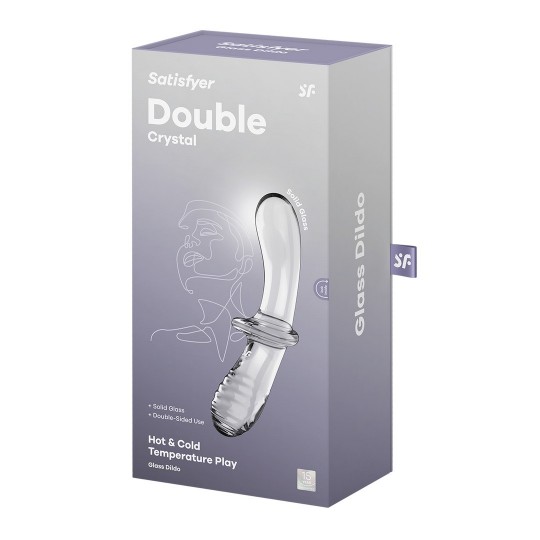 SATISFYER DOUBLE CRYSTAL GLASS DILDO TRANSPARENT