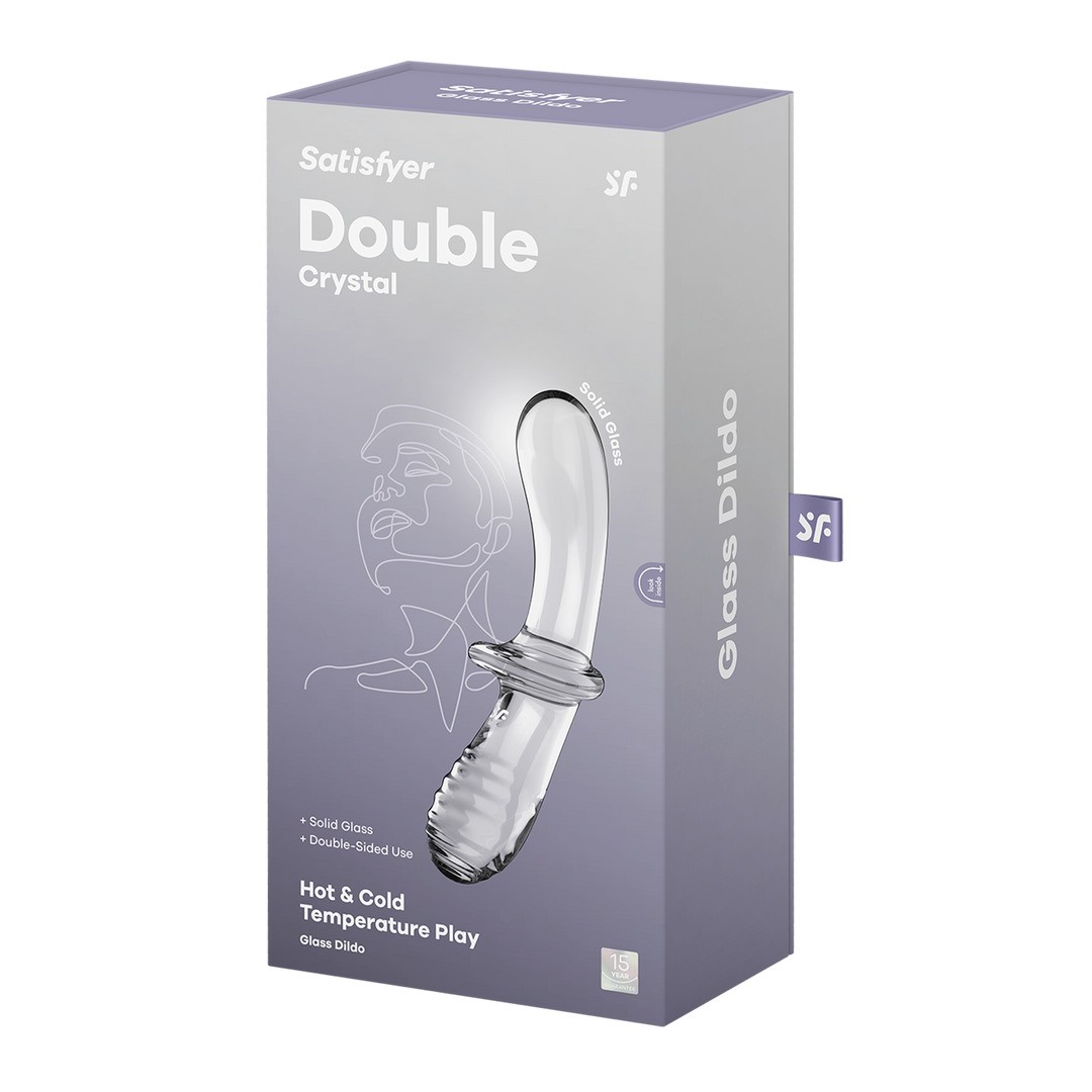 DOUBLE CRYSTAL - GLASS DILDO - TRANSPARENT