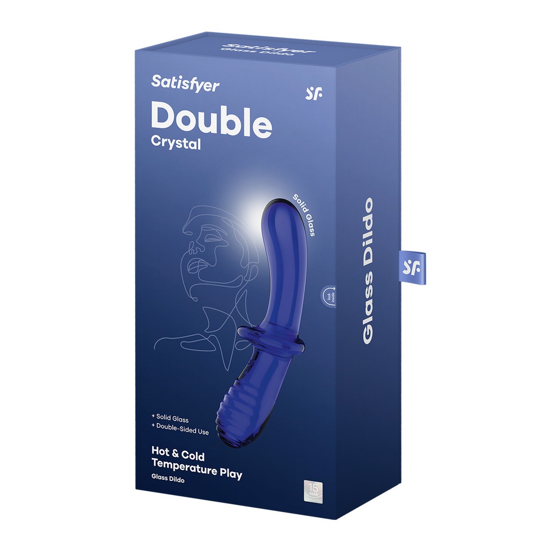 DOUBLE CRYSTAL - GLASS DILDO - LIGHT BLUE