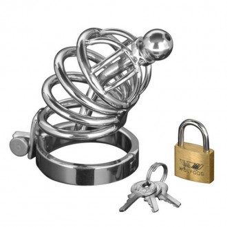 ASYLUM - CHASTITY CAGE WITH 4 RINGS - S/M