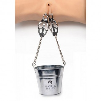 SLAVE BUCKET LABIA AND NIPPLE CLAMPS - SILVER