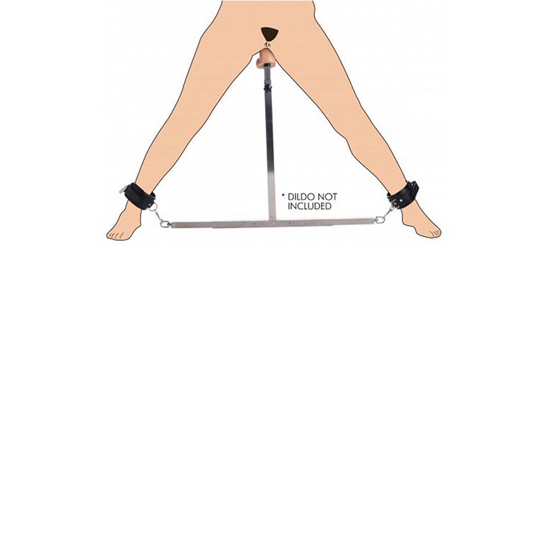 SQUAT - SPREADER BAR WITH ANKLE CUFFS AND ANAL DILDO