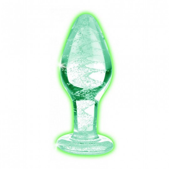 GLOW-IN-THE-DARK - GLASS BUTT PLUG - MEDIUM