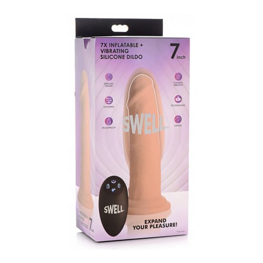 SWELL - INFLATABLE AND VIBRATING SILICONE DILDO - 7 / 18 CM