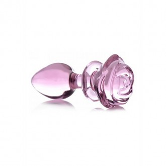 PINK ROSE - GLASS BUTT PLUG - LARGE